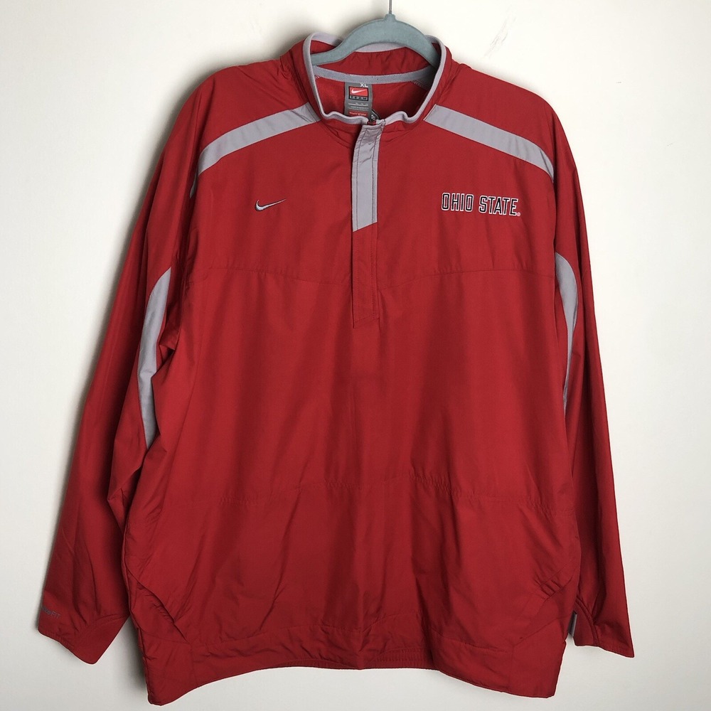 Nike Ohio State Buckeyes 1/4 Zip Storm Fit Men's Jacket Sz XL Red Scarlet Gray